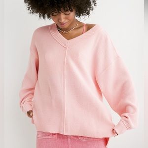 Aerie - Wonder Vneck Sweatshirt, light pink size M